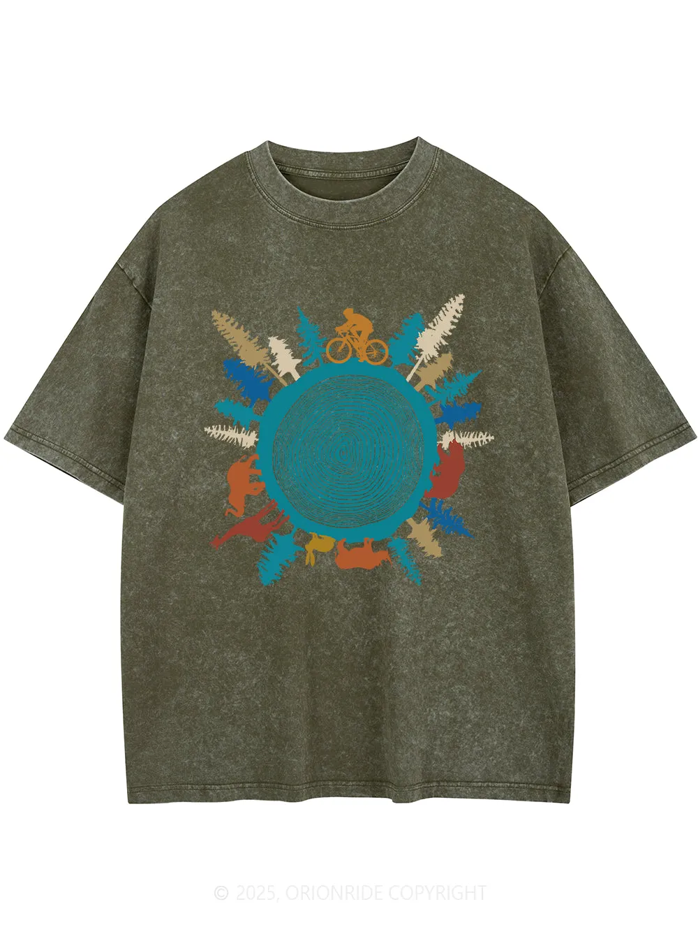 Orionride Forest Cycling Short Sleeves Bike Washed T-Shirt sold by Orionride product image thumbnail 4