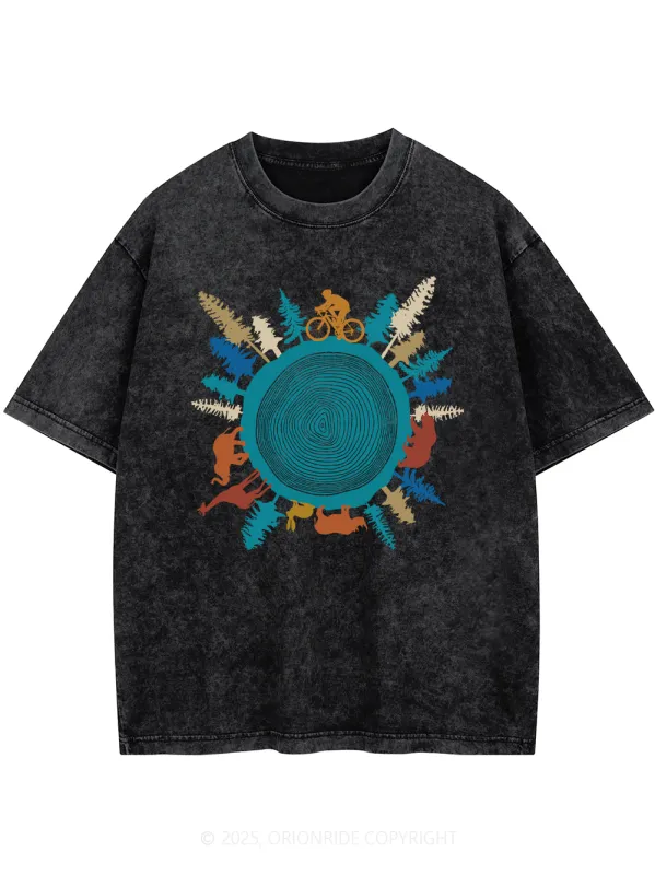 Orionride Forest Cycling Short Sleeves Bike Washed T-Shirt sold by Orionride
