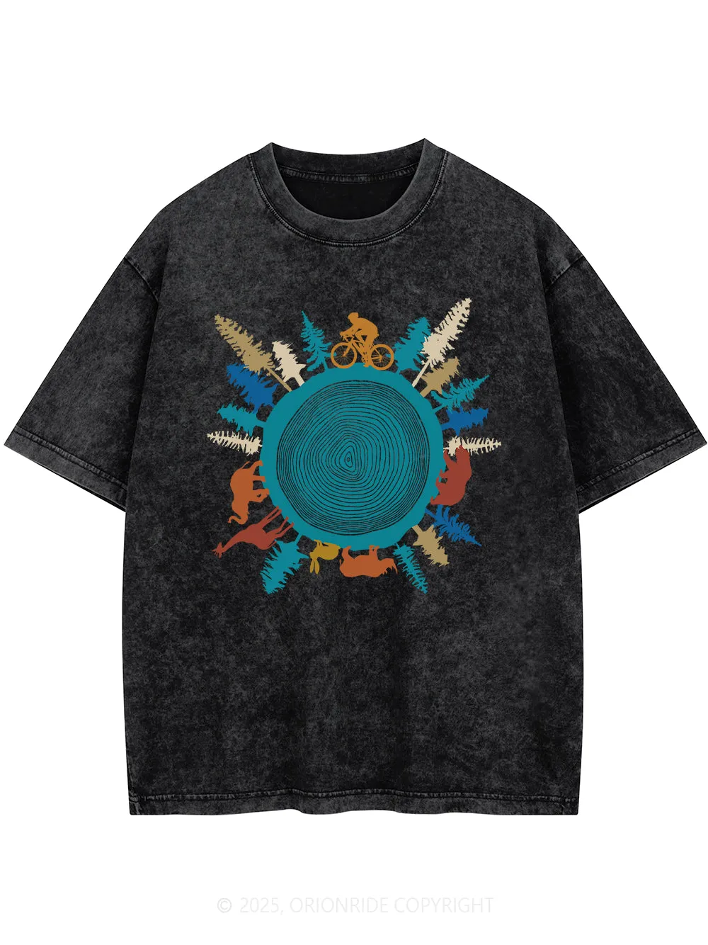 Orionride Forest Cycling Short Sleeves Bike Washed T-Shirt sold by Orionride