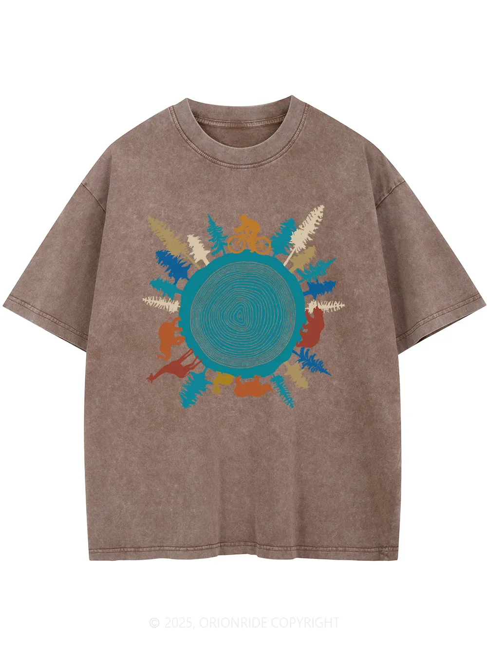 Orionride Forest Cycling Short Sleeves Bike Washed T-Shirt sold by Orionride product image thumbnail 3