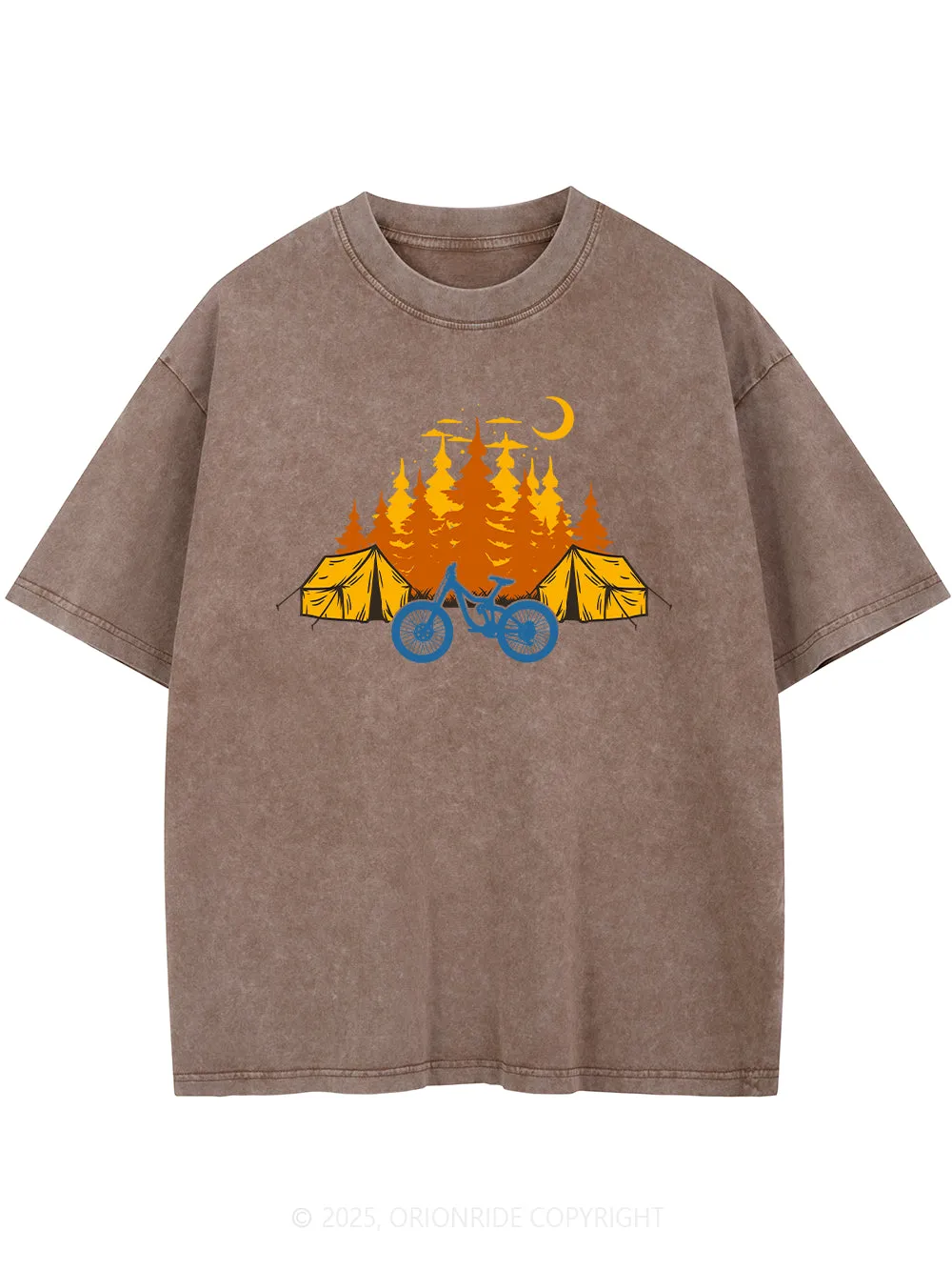 Orionride Camping Short Sleeves Bike Washed T-Shirt sold by Orionride product image thumbnail 3
