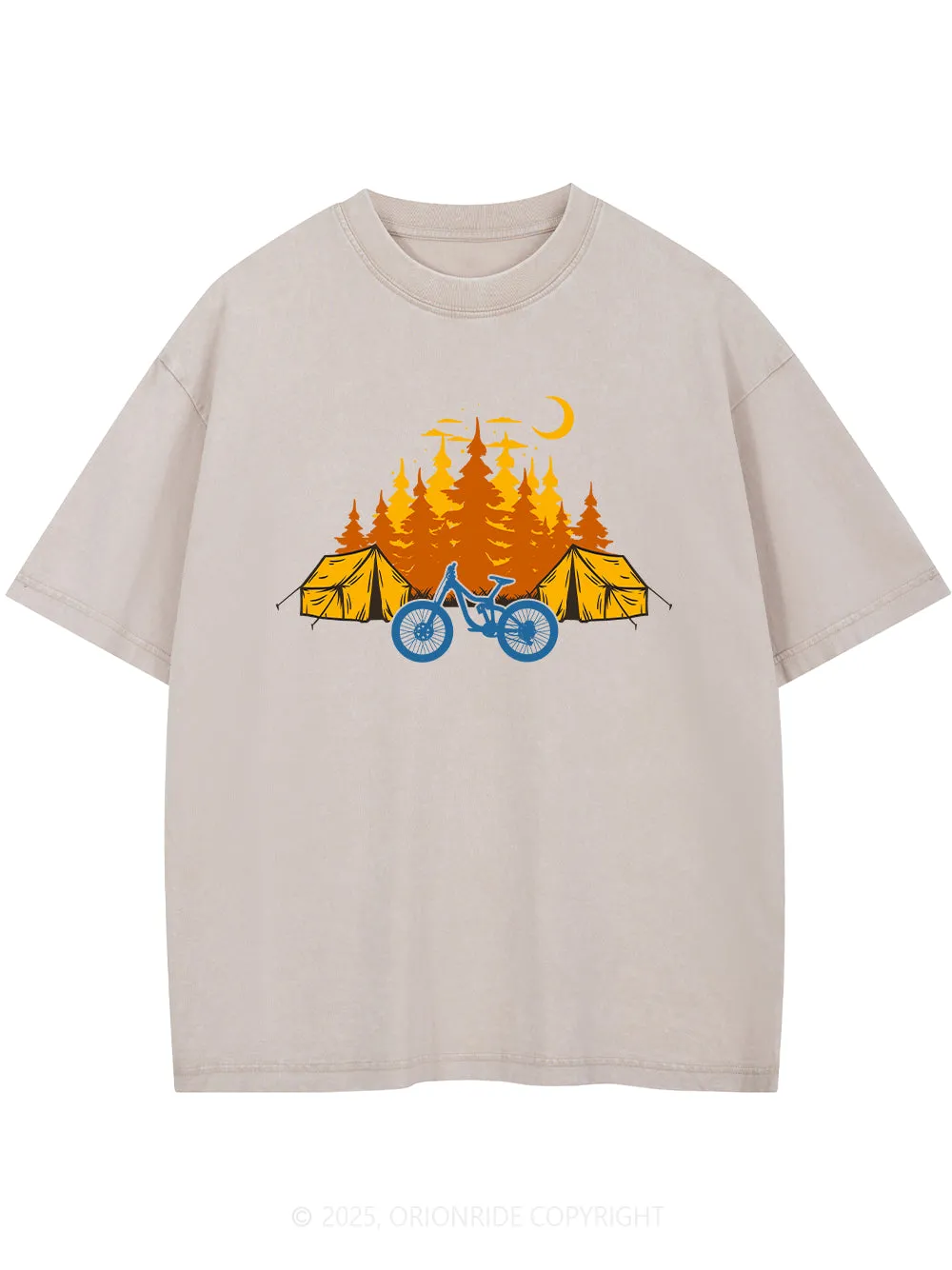 Orionride Camping Short Sleeves Bike Washed T-Shirt sold by Orionride product image thumbnail 4