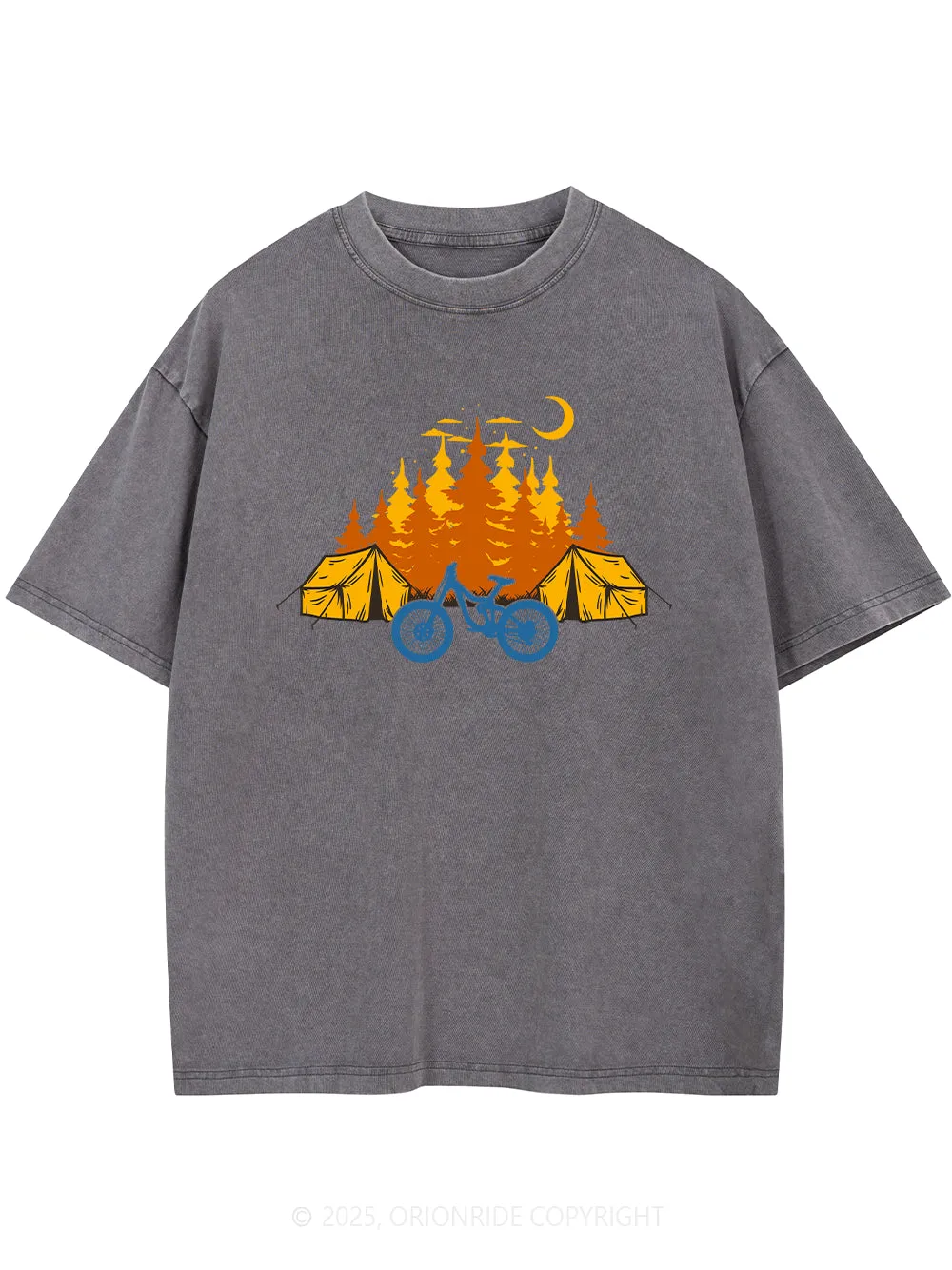 Orionride Camping Short Sleeves Bike Washed T-Shirt sold by Orionride product image thumbnail 2