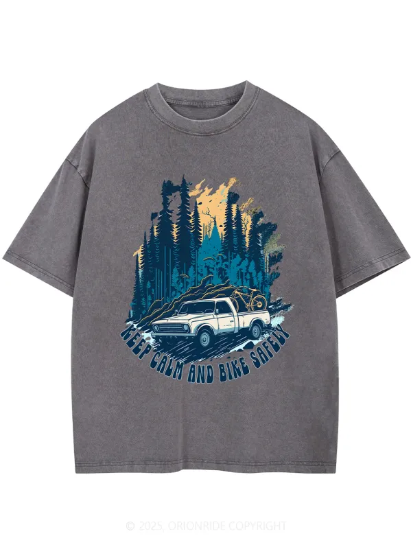 Orionride Keep Calm Short Sleeves Bike Washed T-Shirt sold by Orionride