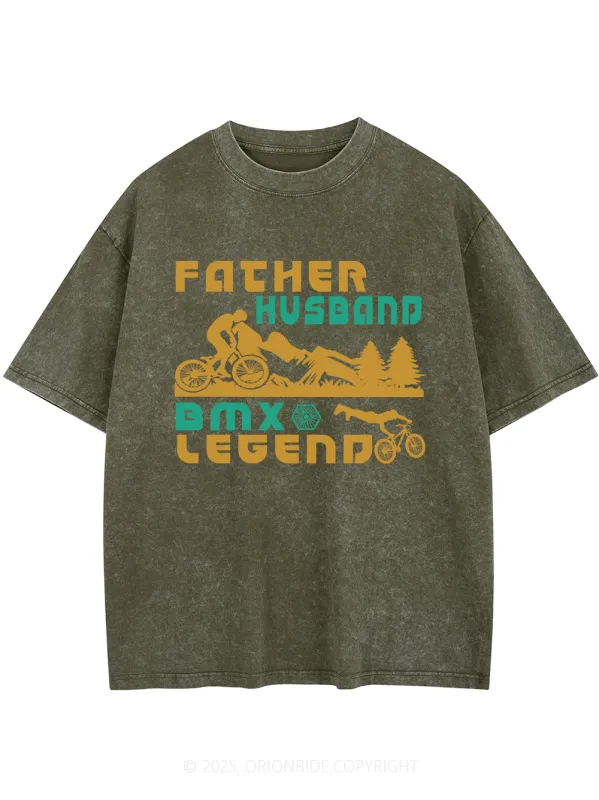 Orionride Father Role Short Sleeves Bike Washed T-Shirt sold by Orionride