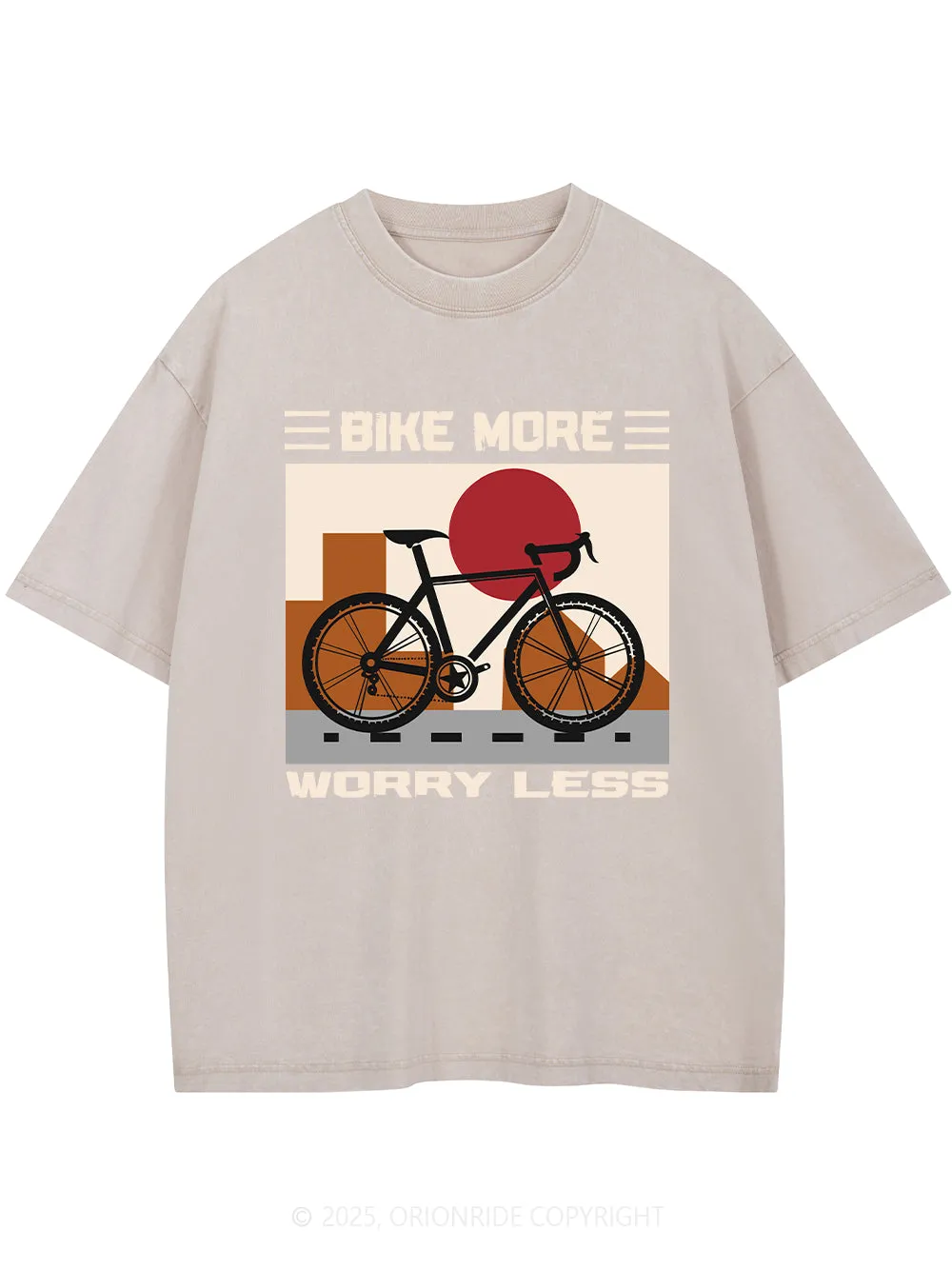 Orionride Bike More Worry Less Short Sleeves Bike Washed T-Shirt sold by Orionride product image thumbnail 2