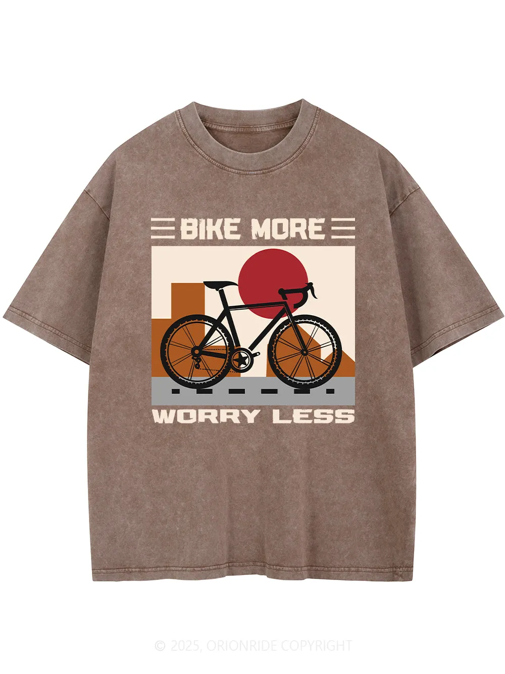 Orionride Bike More Worry Less Short Sleeves Bike Washed T-Shirt sold by Orionride product image thumbnail 4