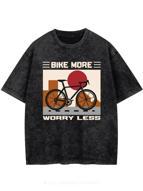 Orionride Bike More Worry Less Short Sleeves Bike Washed T-Shirt sold by Orionride