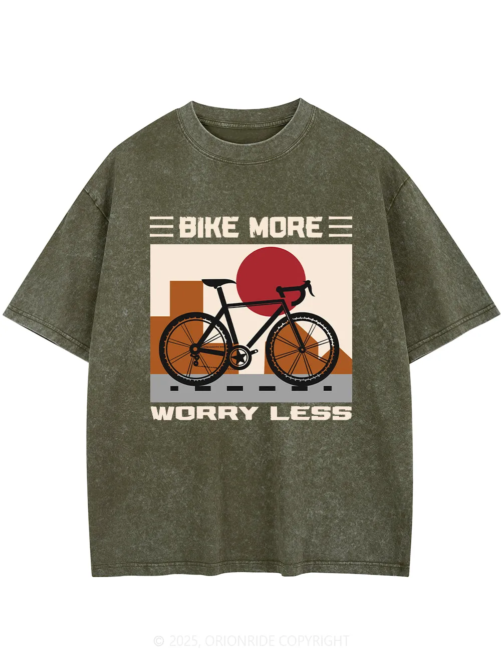 Orionride Bike More Worry Less Short Sleeves Bike Washed T-Shirt sold by Orionride product image thumbnail 5