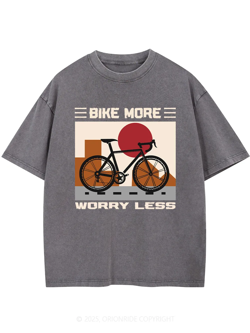 Orionride Bike More Worry Less Short Sleeves Bike Washed T-Shirt sold by Orionride product image thumbnail 3