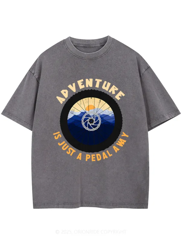 Orionride Wheel Sunset Short Sleeves Bike Washed T-Shirt sold by Orionride