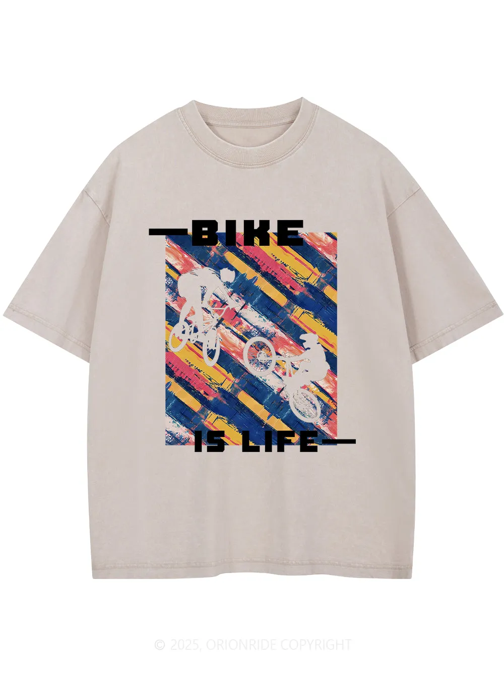 Orionride Bike Is Life Short Sleeves Bike Washed T-Shirt sold by Orionride product image thumbnail 4
