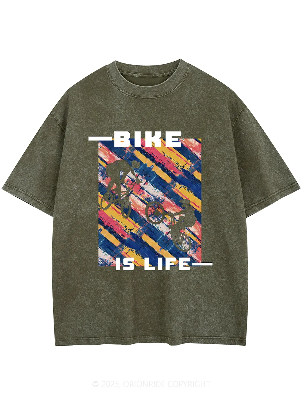 Orionride Bike Is Life Short Sleeves Bike Washed T-Shirt sold by Orionride product image thumbnail 5