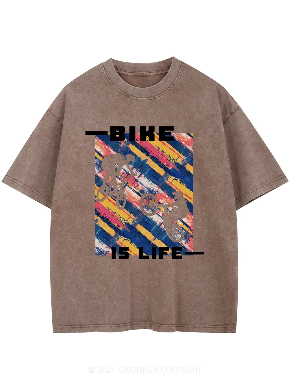 Orionride Bike Is Life Short Sleeves Bike Washed T-Shirt sold by Orionride product image thumbnail 3