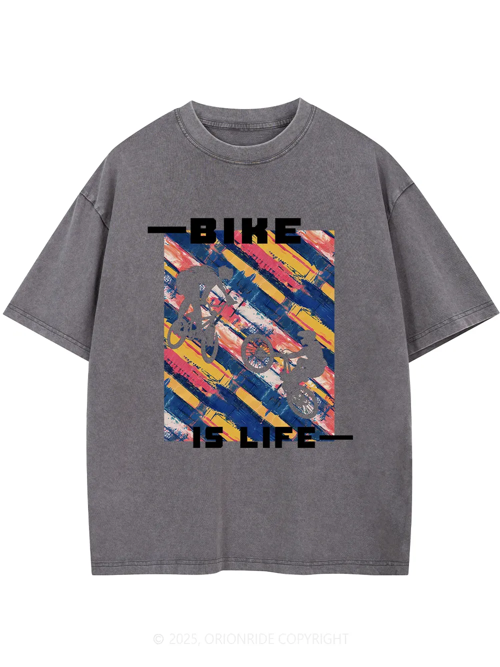 Orionride Bike Is Life Short Sleeves Bike Washed T-Shirt sold by Orionride product image thumbnail 2