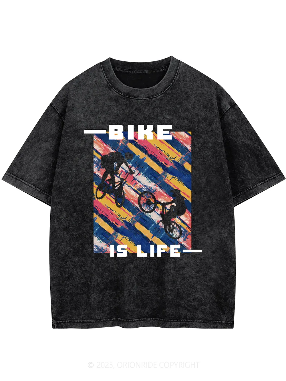 Orionride Bike Is Life Short Sleeves Bike Washed T-Shirt sold by Orionride