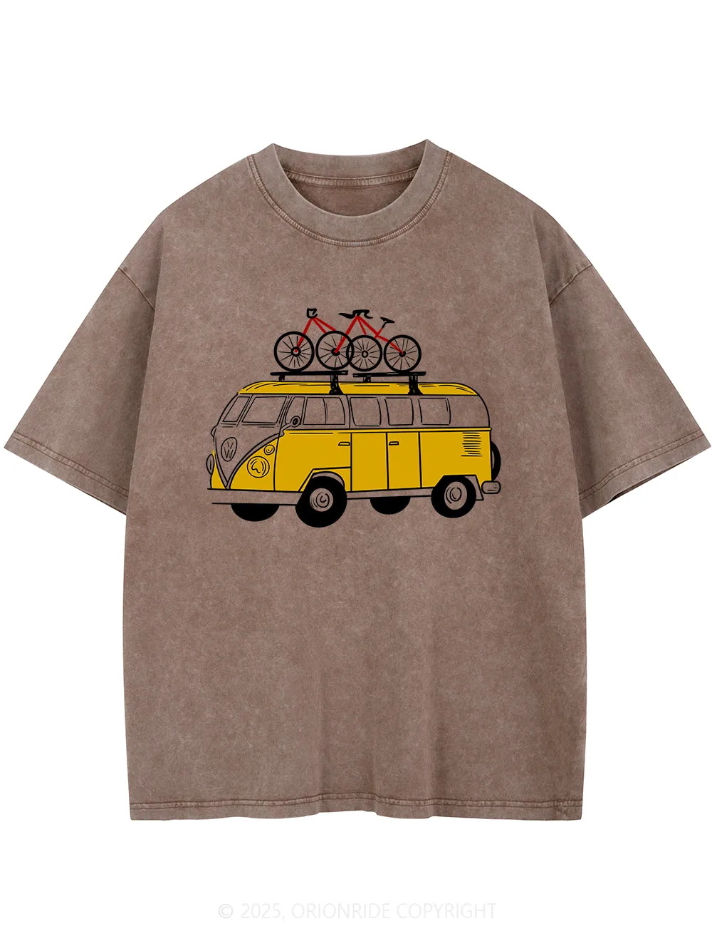 Orionride Yellow Bus Short Sleeves Bike Washed T-Shirt sold by Orionride product image thumbnail 3