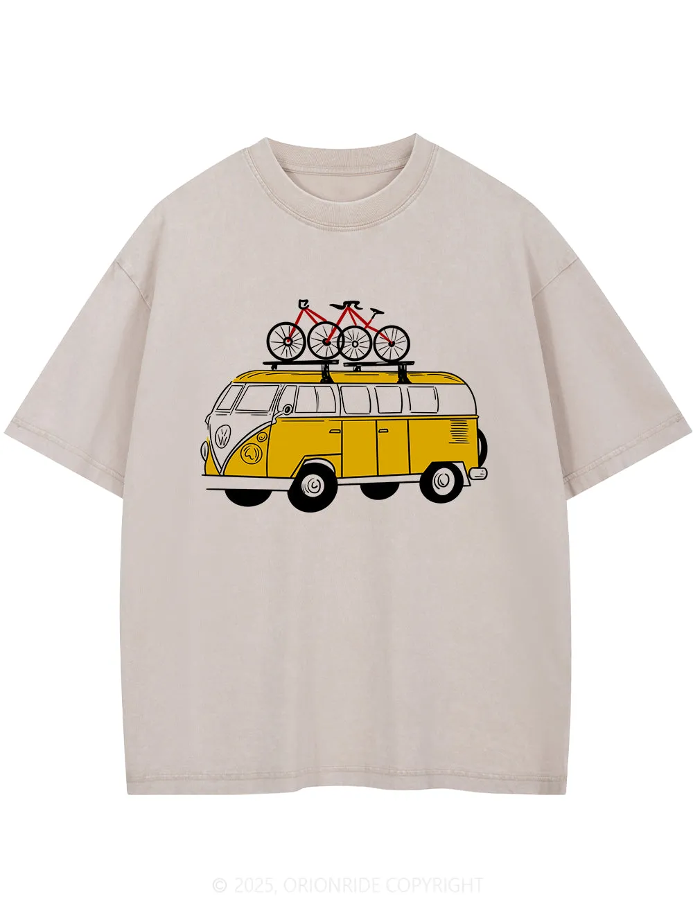 Orionride Yellow Bus Short Sleeves Bike Washed T-Shirt sold by Orionride product image thumbnail 2