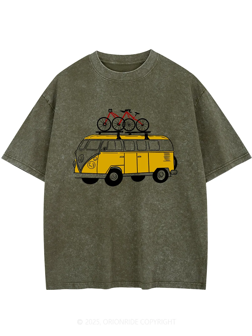 Orionride Yellow Bus Short Sleeves Bike Washed T-Shirt sold by Orionride product image thumbnail 4