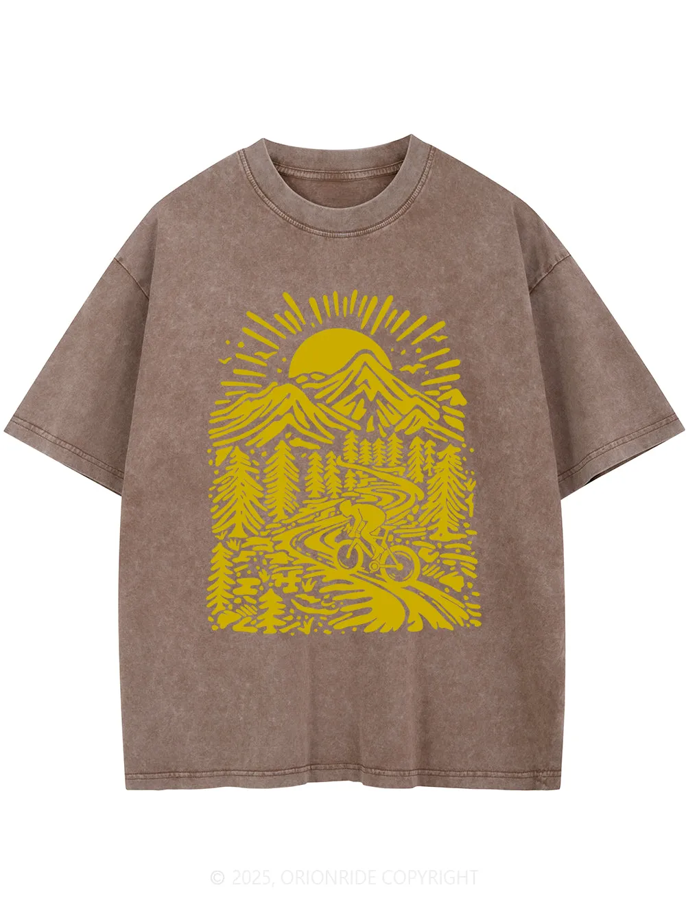 Orionride Sunrise In The Mountain Short Sleeves Bike Washed T-Shirt sold by Orionride product image thumbnail 4
