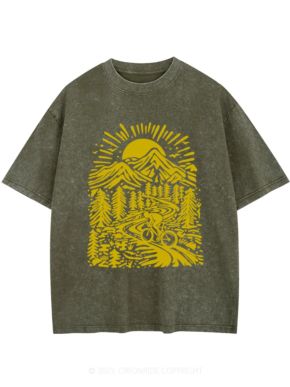 Orionride Sunrise In The Mountain Short Sleeves Bike Washed T-Shirt sold by Orionride product image thumbnail 5