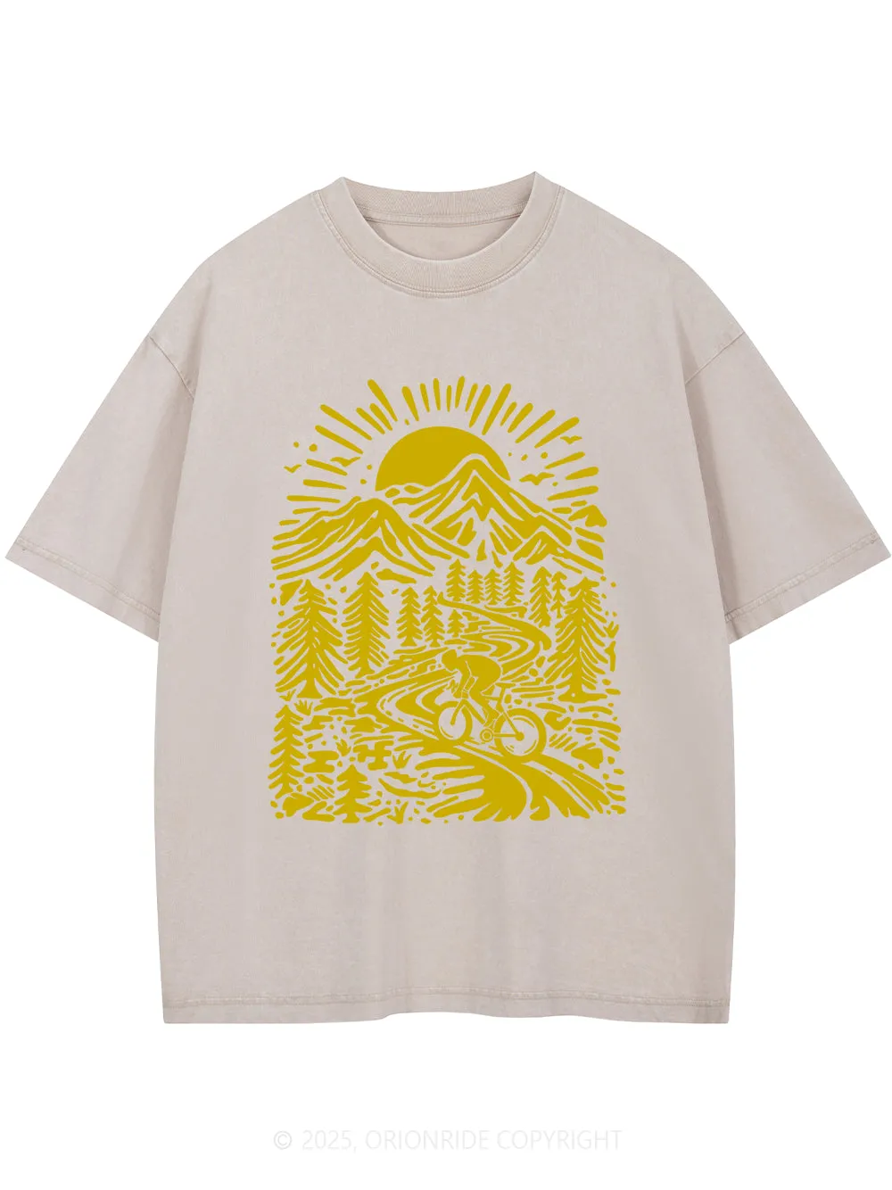 Orionride Sunrise In The Mountain Short Sleeves Bike Washed T-Shirt sold by Orionride product image thumbnail 3
