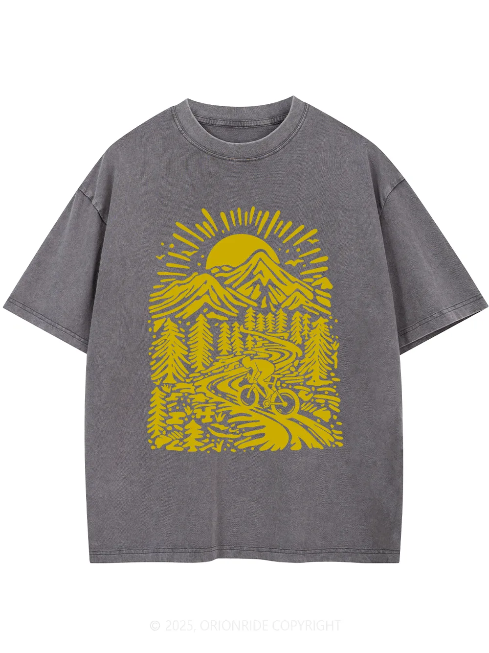 Orionride Sunrise In The Mountain Short Sleeves Bike Washed T-Shirt sold by Orionride product image thumbnail 2
