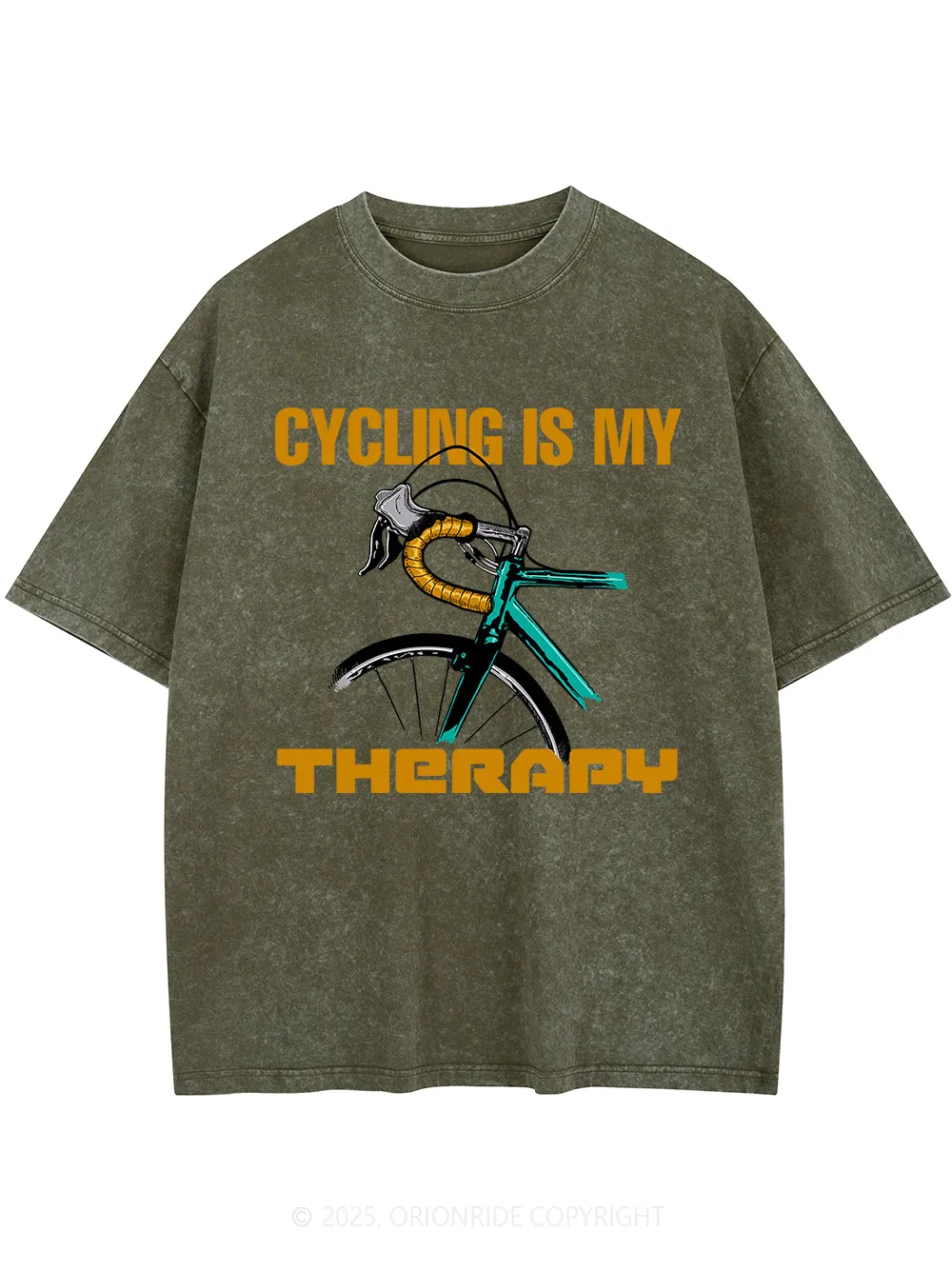 Orionride Cycling Is My Therapy Short Sleeves Bike Washed T-Shirt sold by Orionride product image thumbnail 5