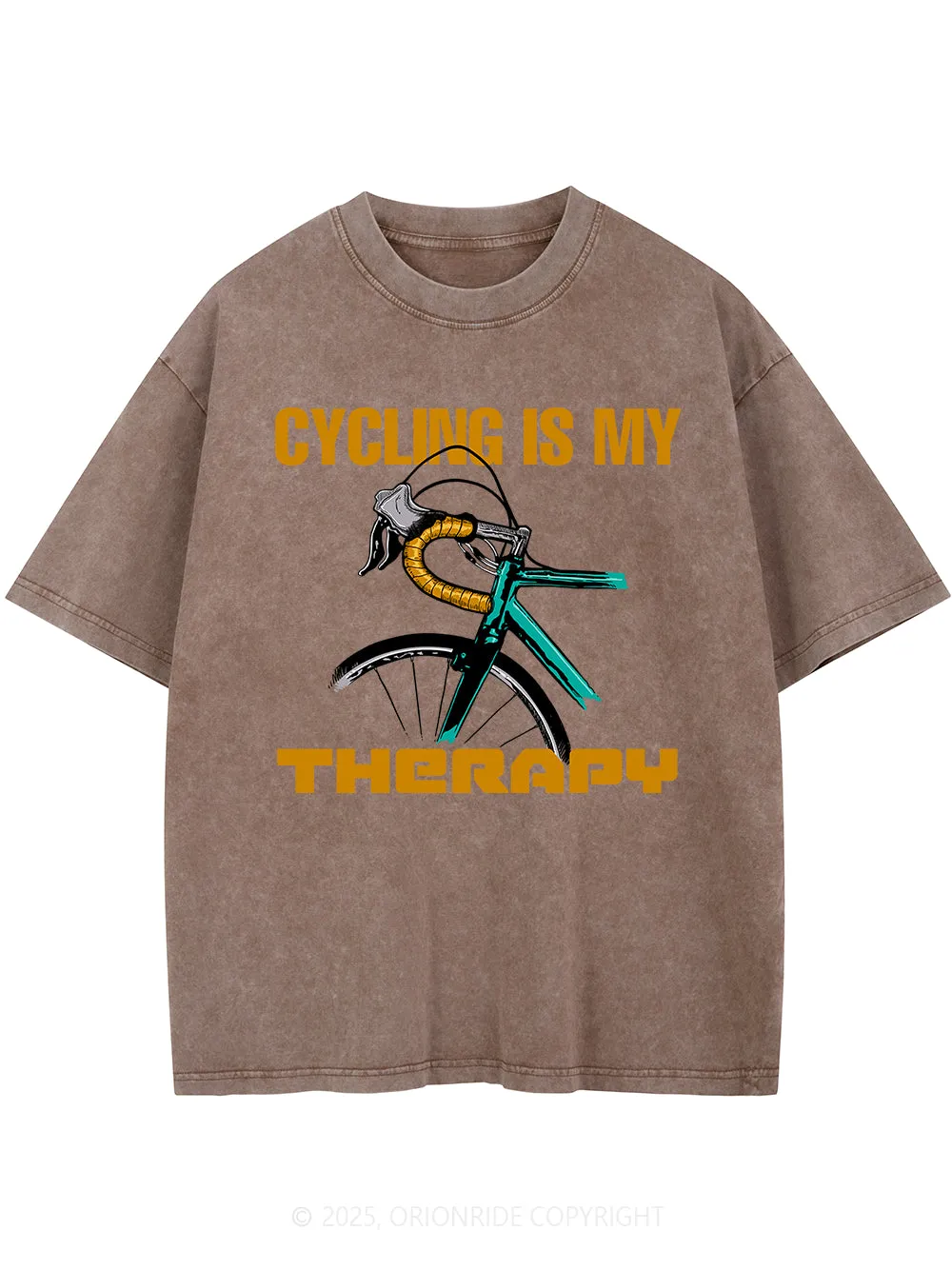 Orionride Cycling Is My Therapy Short Sleeves Bike Washed T-Shirt sold by Orionride product image thumbnail 4