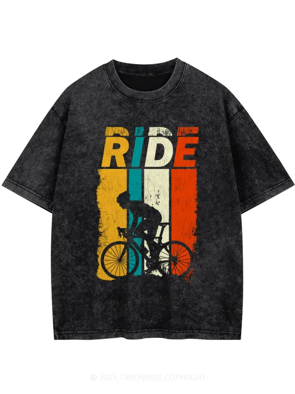 Orionride Color RIDE Short Sleeves Bike Washed T-Shirt sold by Orionride