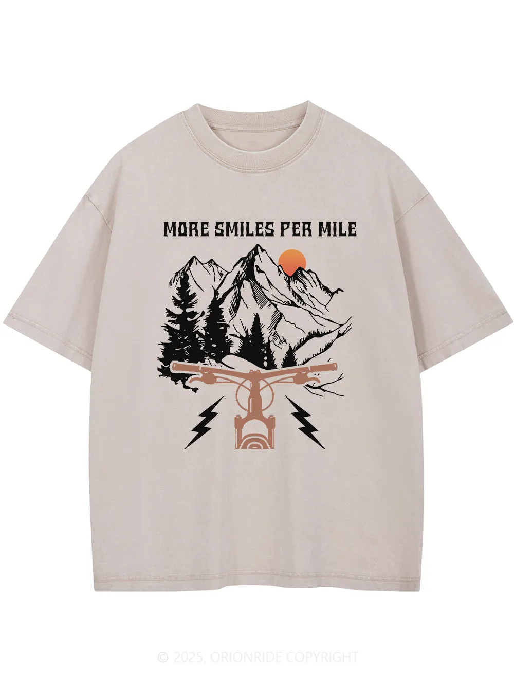 Orionride More Smiles Per Mile Short Sleeves Bike Washed T-Shirt sold by Orionride product image thumbnail 2