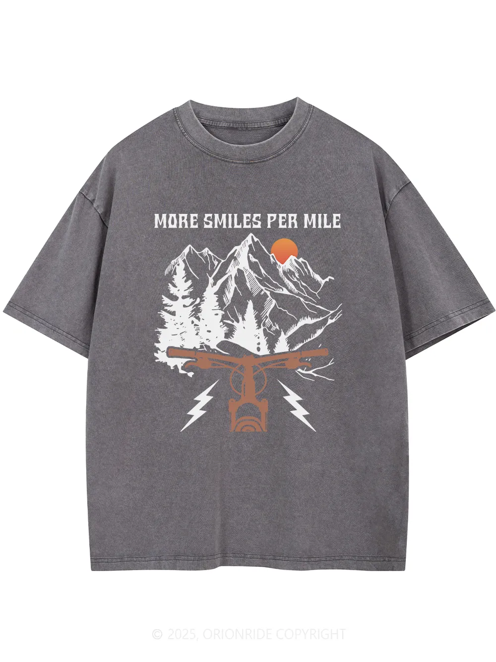Orionride More Smiles Per Mile Short Sleeves Bike Washed T-Shirt sold by Orionride product image thumbnail 3