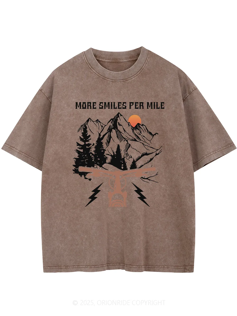 Orionride More Smiles Per Mile Short Sleeves Bike Washed T-Shirt sold by Orionride product image thumbnail 4