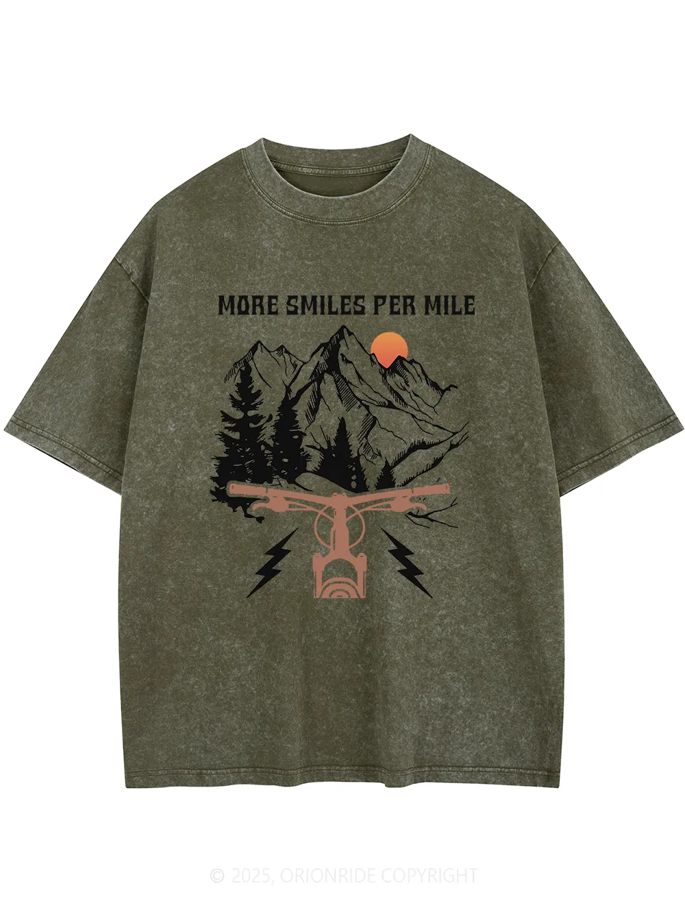 Orionride More Smiles Per Mile Short Sleeves Bike Washed T-Shirt sold by Orionride product image thumbnail 5