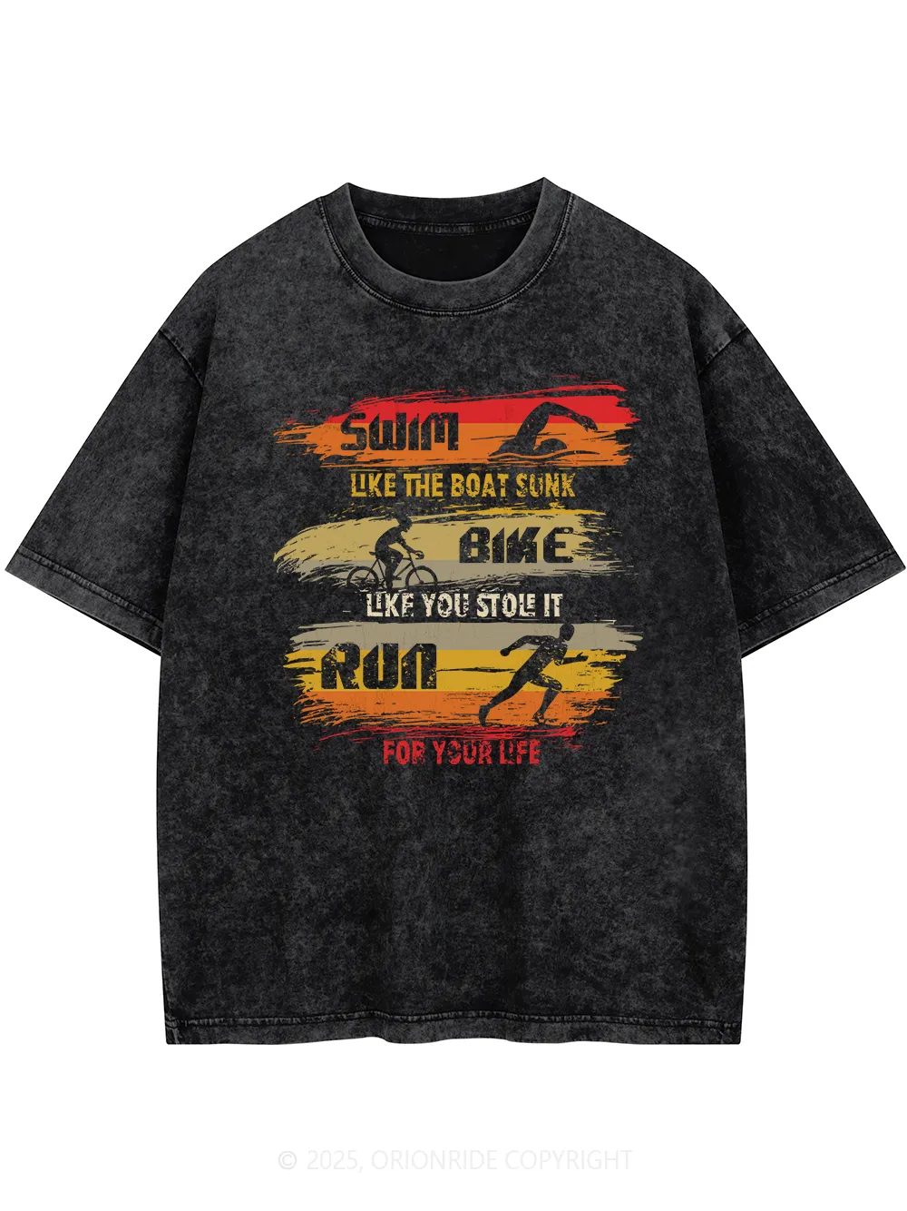 Orionride Triathlon Short Sleeves Bike Washed T-Shirt sold by Orionride product image thumbnail 2