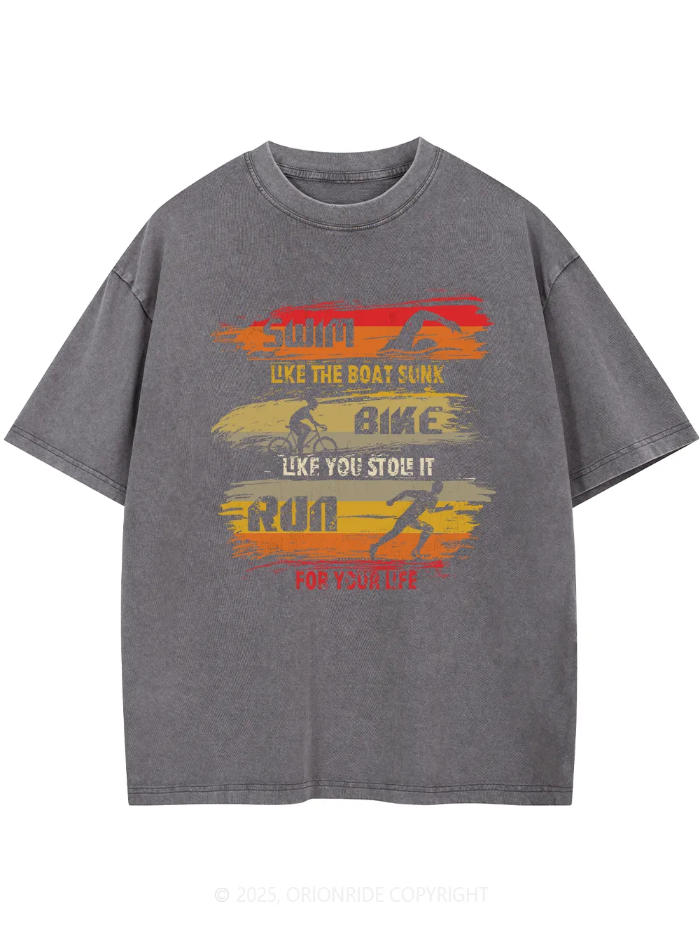 Orionride Triathlon Short Sleeves Bike Washed T-Shirt sold by Orionride product image thumbnail 5