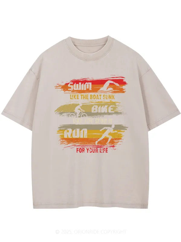 Orionride Triathlon Short Sleeves Bike Washed T-Shirt sold by Orionride