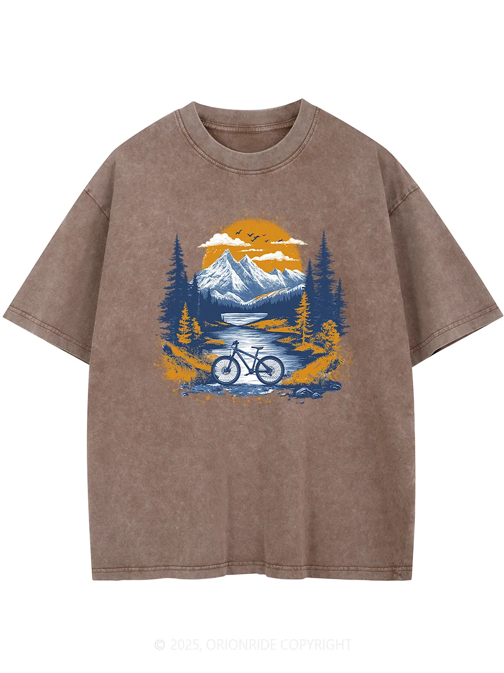Orionride Sunset Forest Short Sleeves Bike Washed T-Shirt sold by Orionride product image thumbnail 3