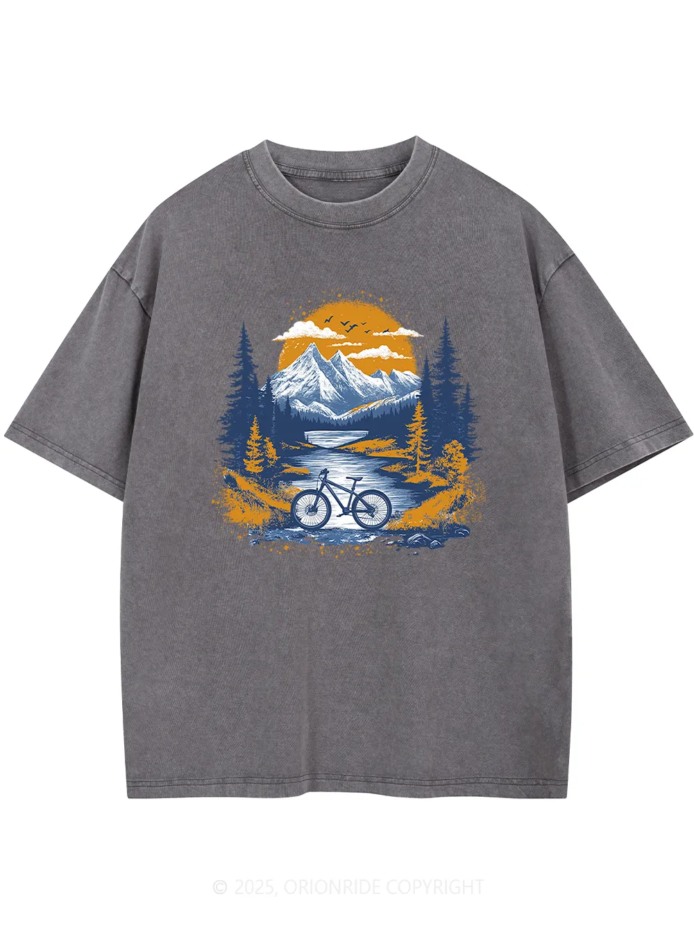 Orionride Sunset Forest Short Sleeves Bike Washed T-Shirt sold by Orionride product image thumbnail 5