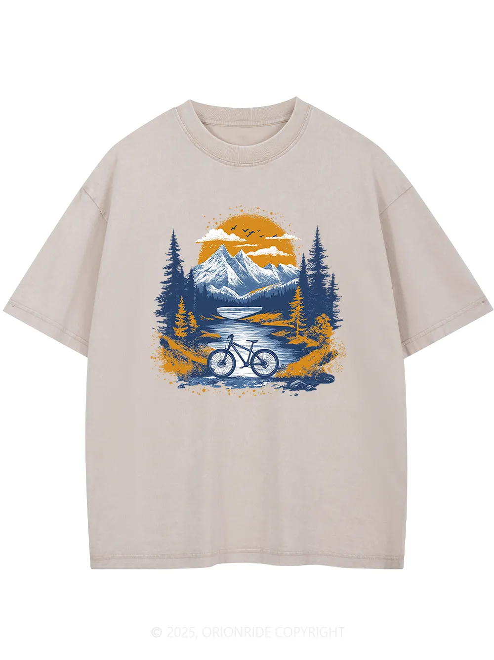 Orionride Sunset Forest Short Sleeves Bike Washed T-Shirt sold by Orionride product image thumbnail 2
