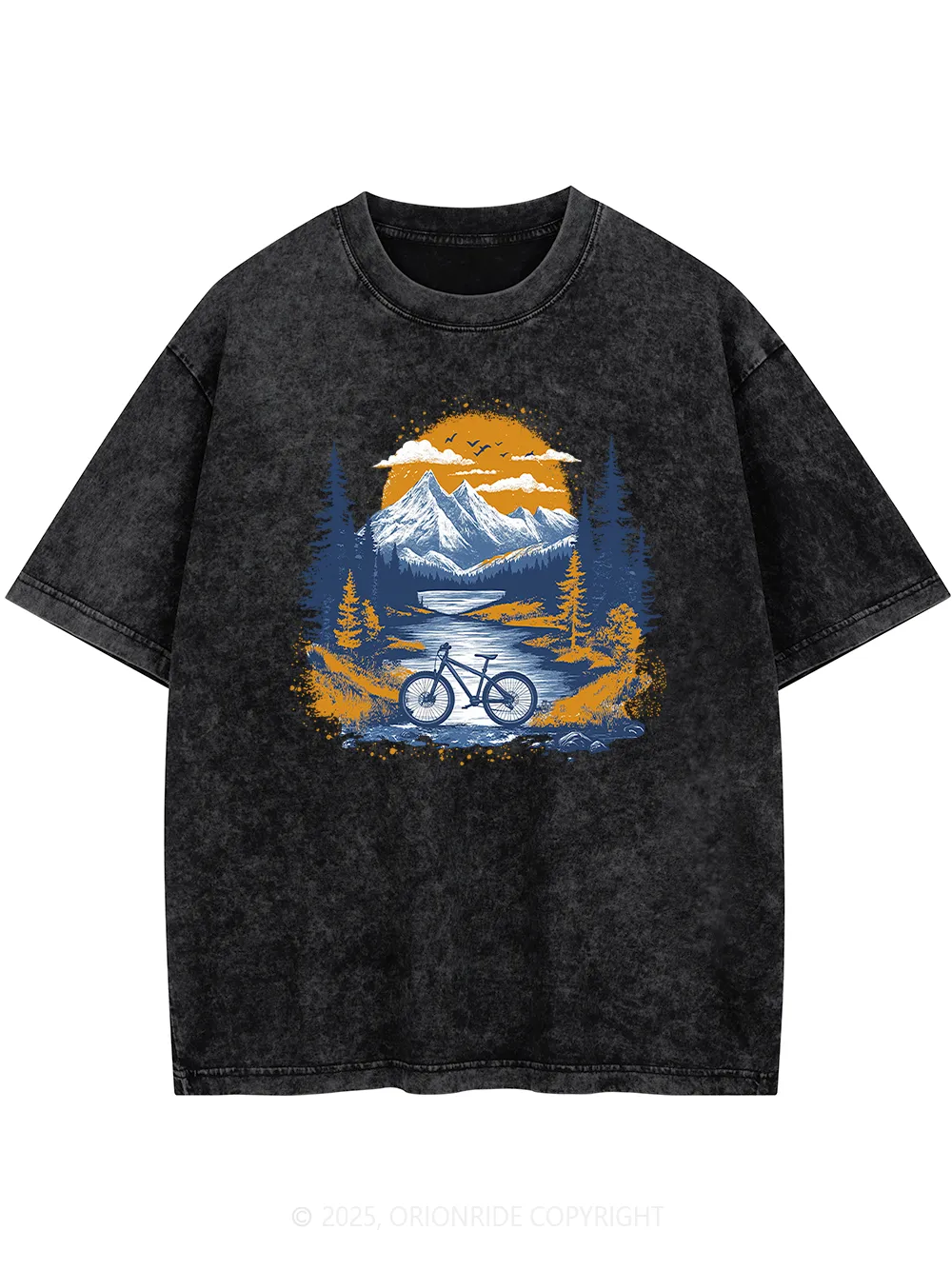 Orionride Sunset Forest Short Sleeves Bike Washed T-Shirt sold by Orionride product image thumbnail 4