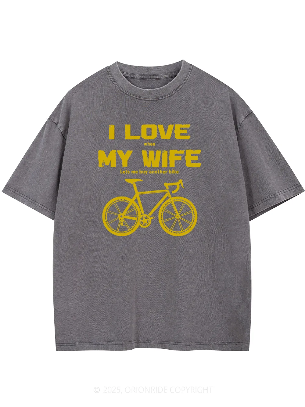 Orionride I Love My Wife Short Sleeves Bike Washed T-Shirt sold by Orionride product image thumbnail 5