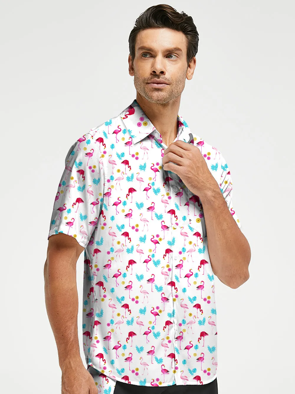 Orionride Dancing Flamingo Zipper Pockets Ultra Lightweight Short Sleeves Gravel Shirt sold by Orionride product image thumbnail 2