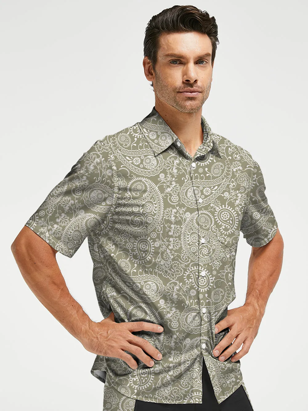 Orionride Wonderful Cashew Flower Zipper Pockets Ultra Lightweight Short Sleeves Gravel Shirt sold by Orionride product image thumbnail 2