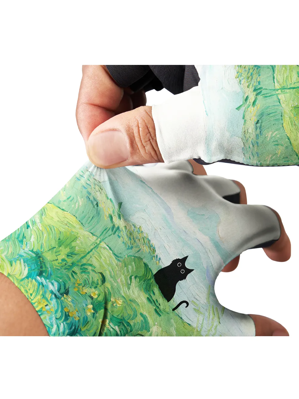 Orionride Oil Painting Black Cat Cycling Gloves sold by Orionride product image thumbnail 2