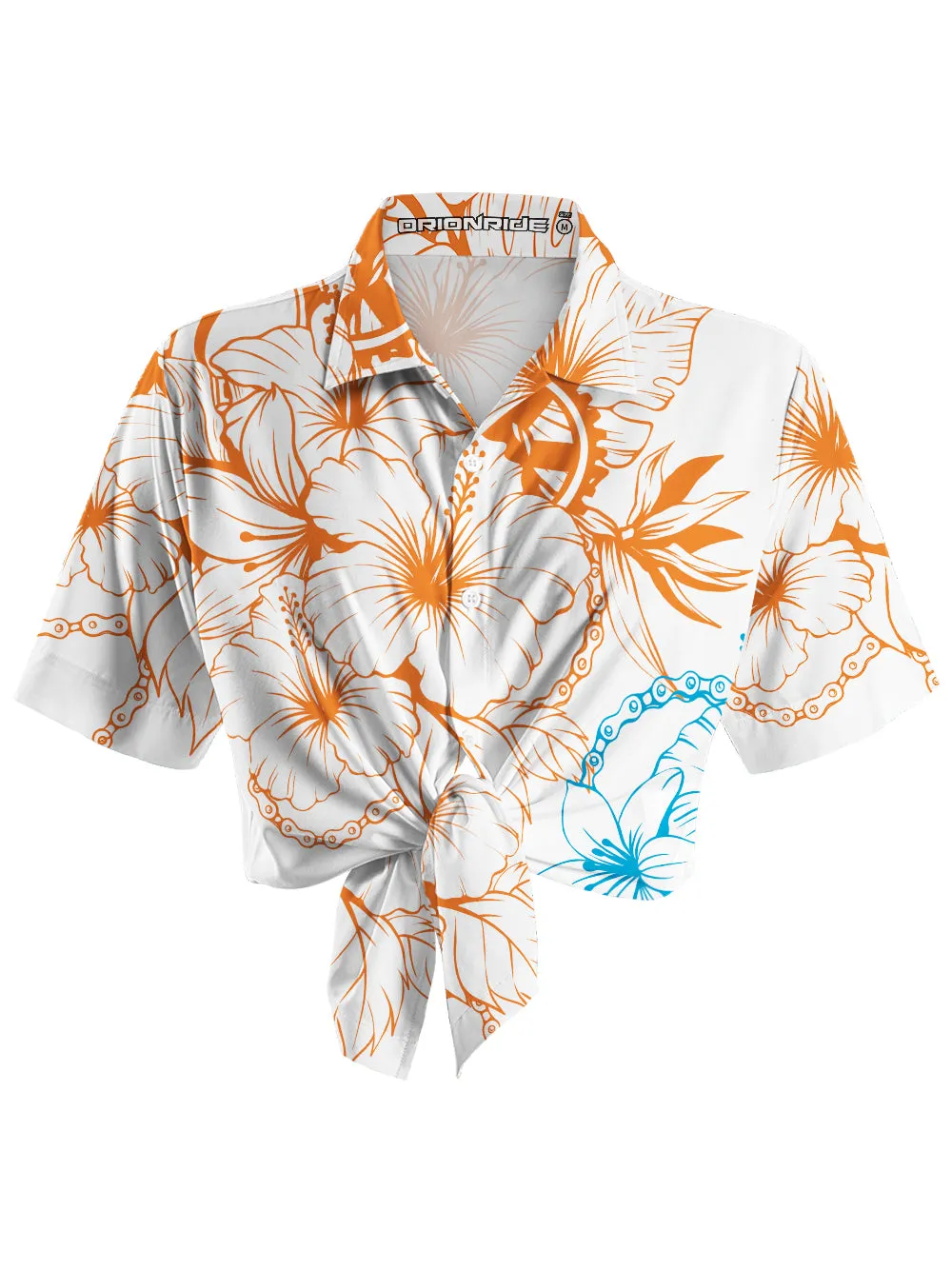 Orionride Bright Hibiscus Flowers Zipper Pockets Ultra Lightweight Short Sleeves Women's Gravel Shirt sold by Orionride