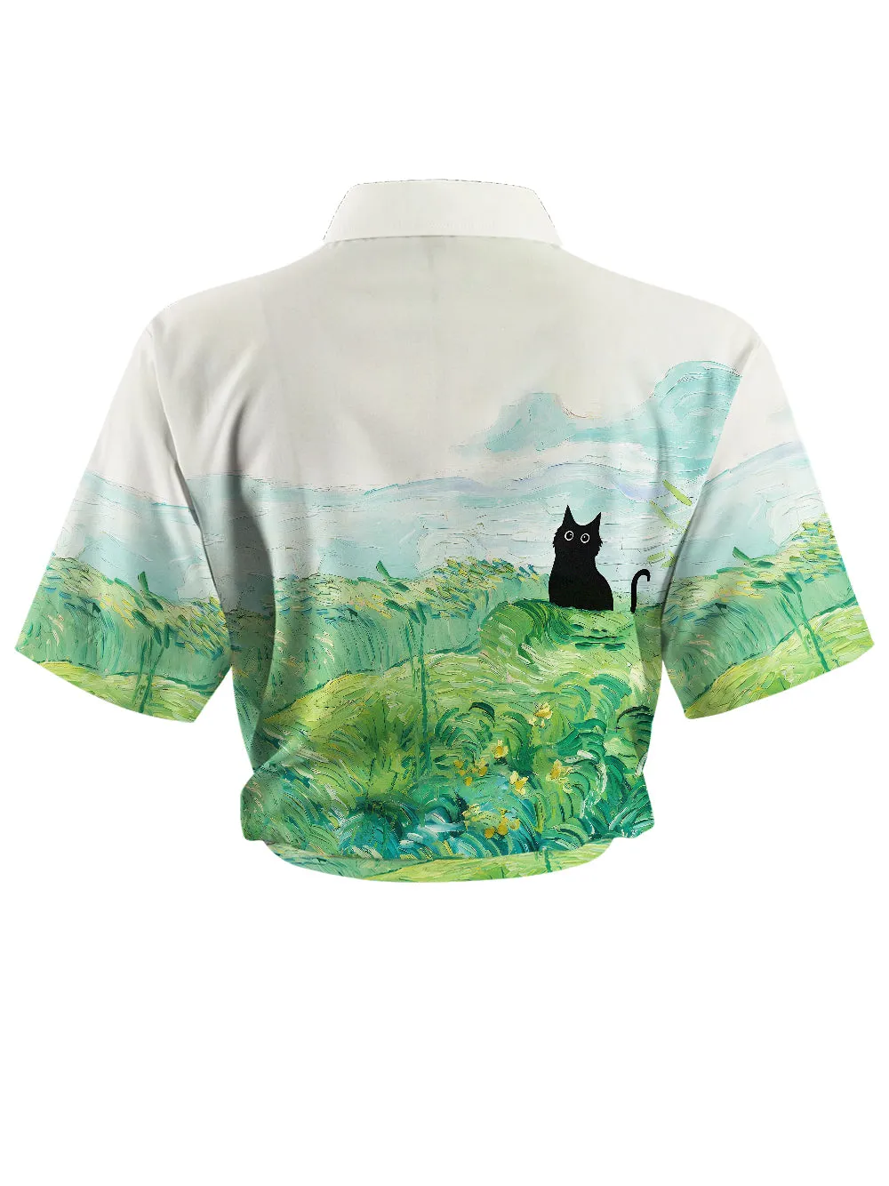 Orionride Oil Painting Black Cat Zipper Pockets Ultra Lightweight Short Sleeves Women's Gravel Shirt sold by Orionride product image thumbnail 2