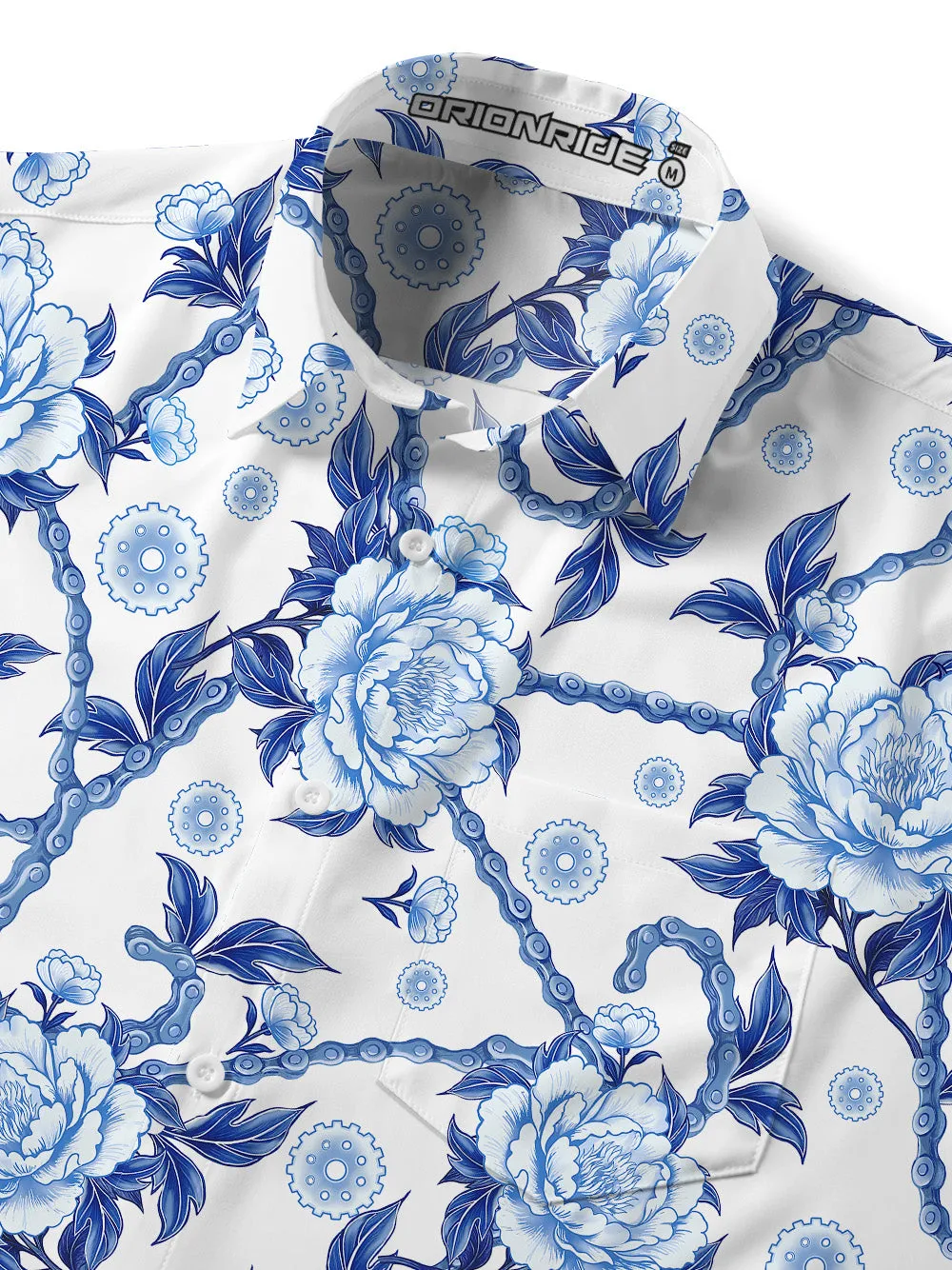 Orionride Blooming Blue Flowers Zipper Pockets Ultra Lightweight Short Sleeves Gravel Shirt sold by Orionride product image thumbnail 5