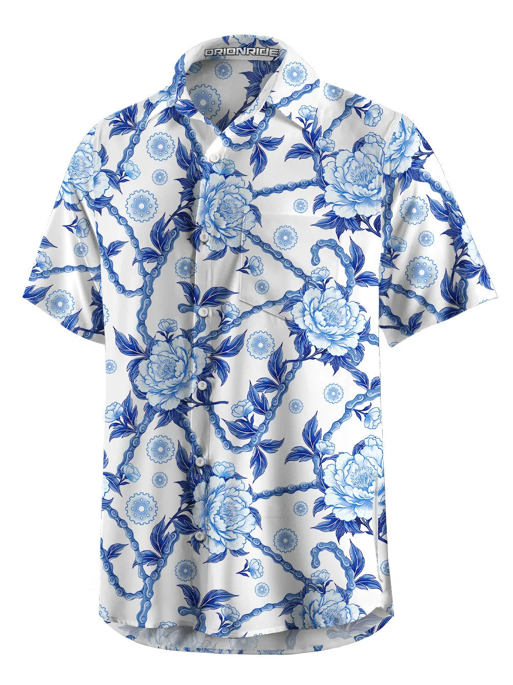 Orionride Blooming Blue Flowers Zipper Pockets Ultra Lightweight Short Sleeves Gravel Shirt sold by Orionride product image thumbnail 3