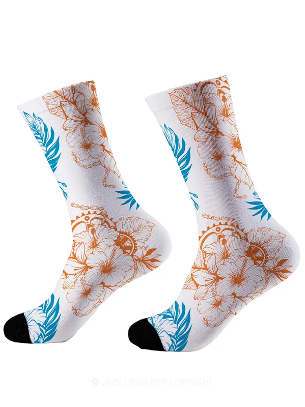 Orionride Bright Hibiscus Flowers Cycling Socks sold by Orionride